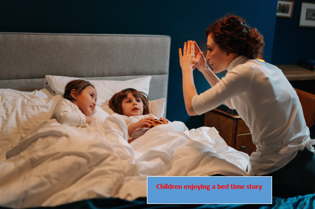 Children enjoying a bed time story