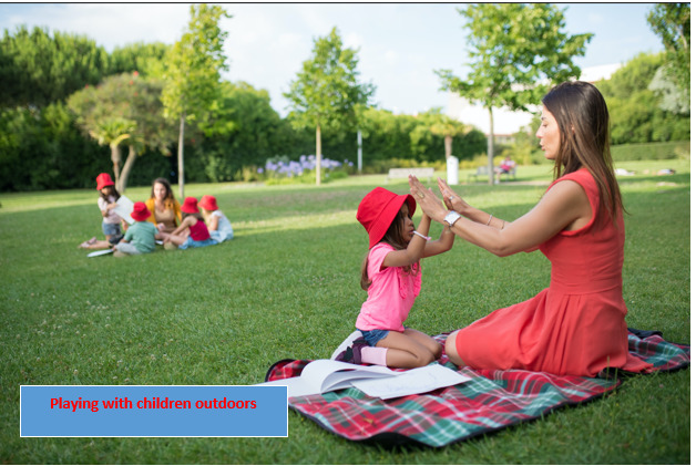 Playing with children outdoors