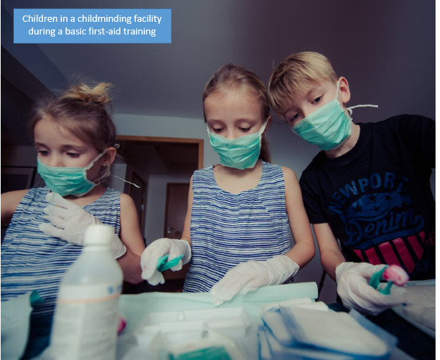 Childminder in a childminding facility during a basic first aid training