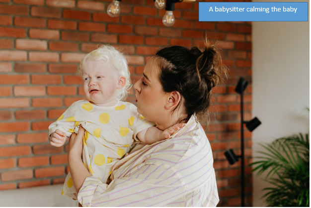 a babysitter claming the baby