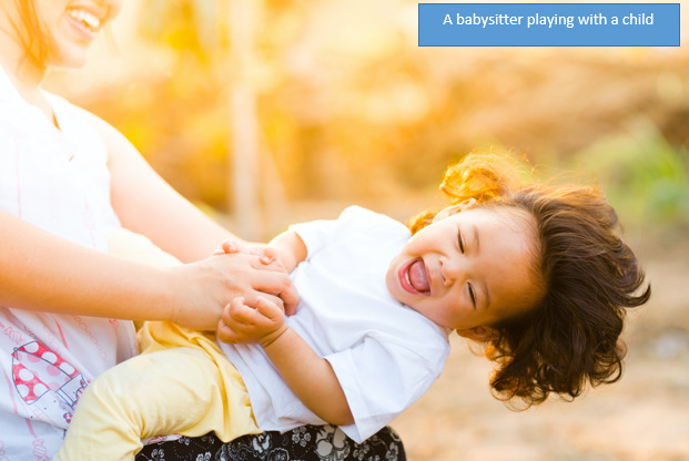 a babysitter playing with a child