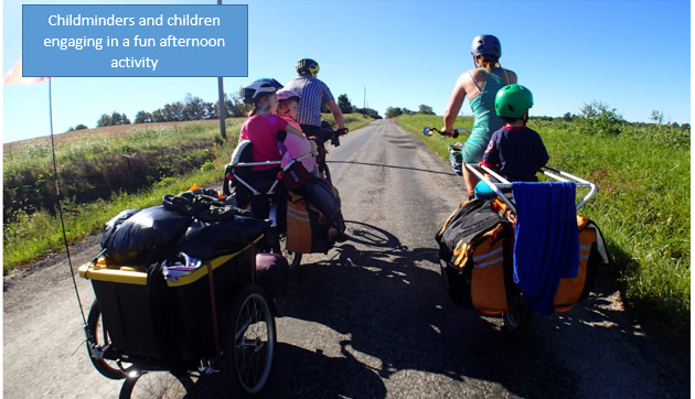 childminders and children engaging in a fun afternoon activity